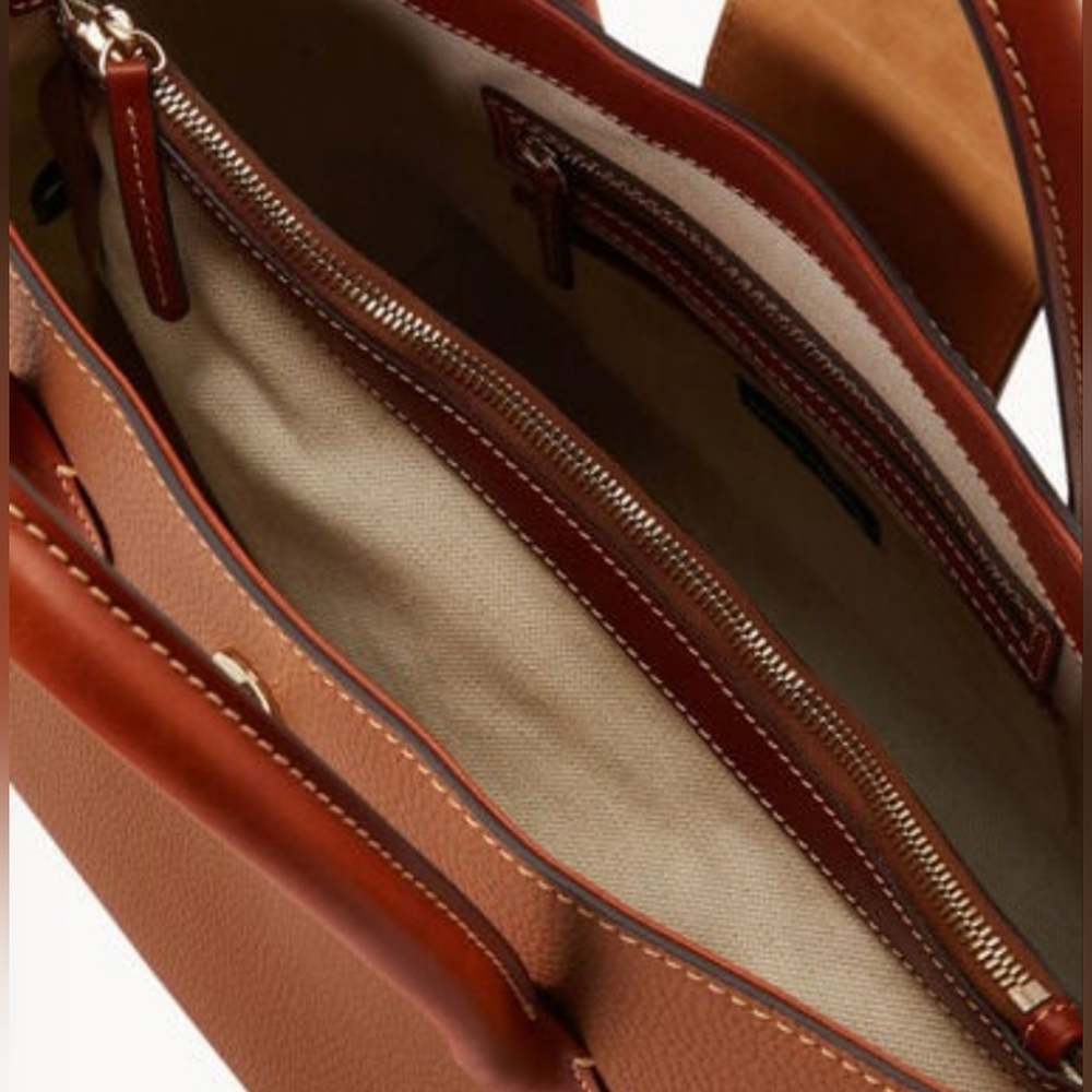 NWT Dooney & Bourke Pebble Grain Leather Handle Tote 30: Caramel Color - Picture 5 of 15